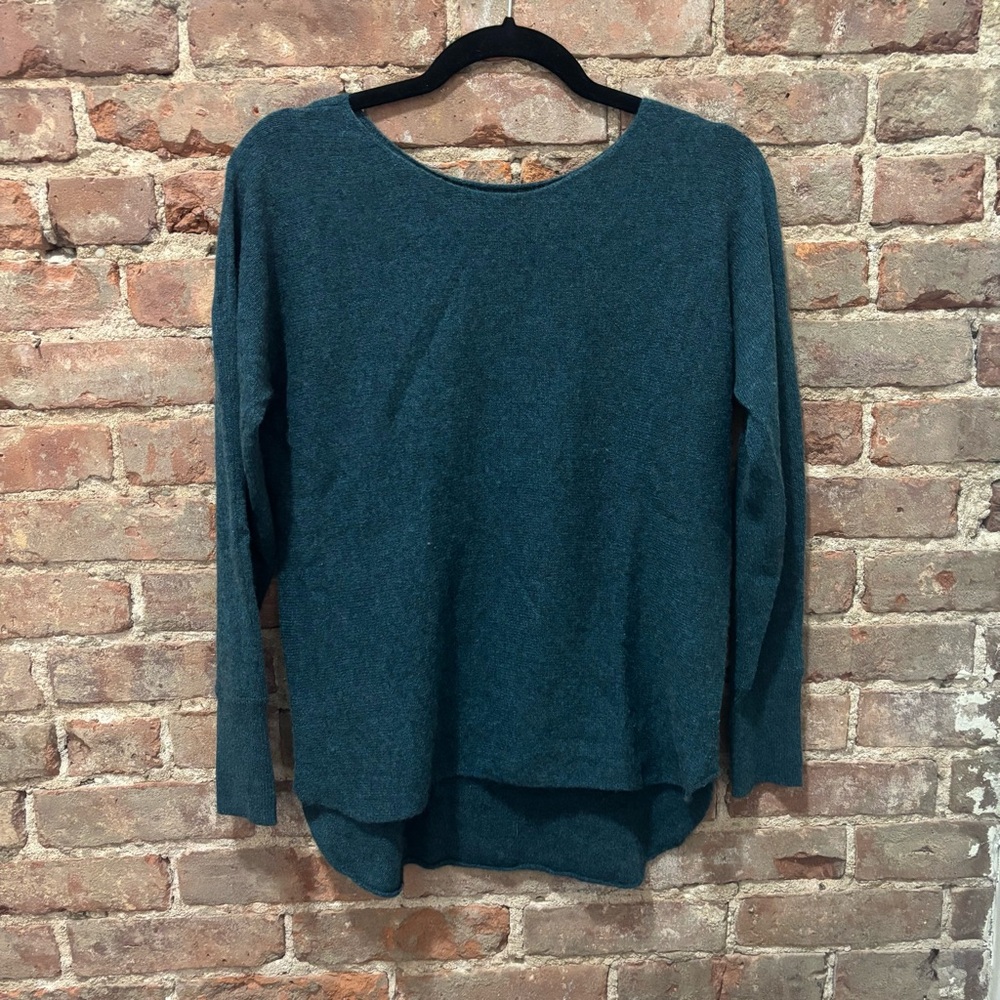 100% Cashmere Teal Boatneck Sweater